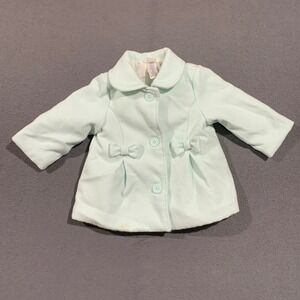 Little Me Baby Girls Mint Green Bow Peacoat Jacket 12M Floral Quilted Lining *